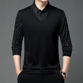 Maglione uomo autunnale Valstrend con collo camicia falso, maniche lunghe e stile a due pezzi, tessuto a maglia resistente.