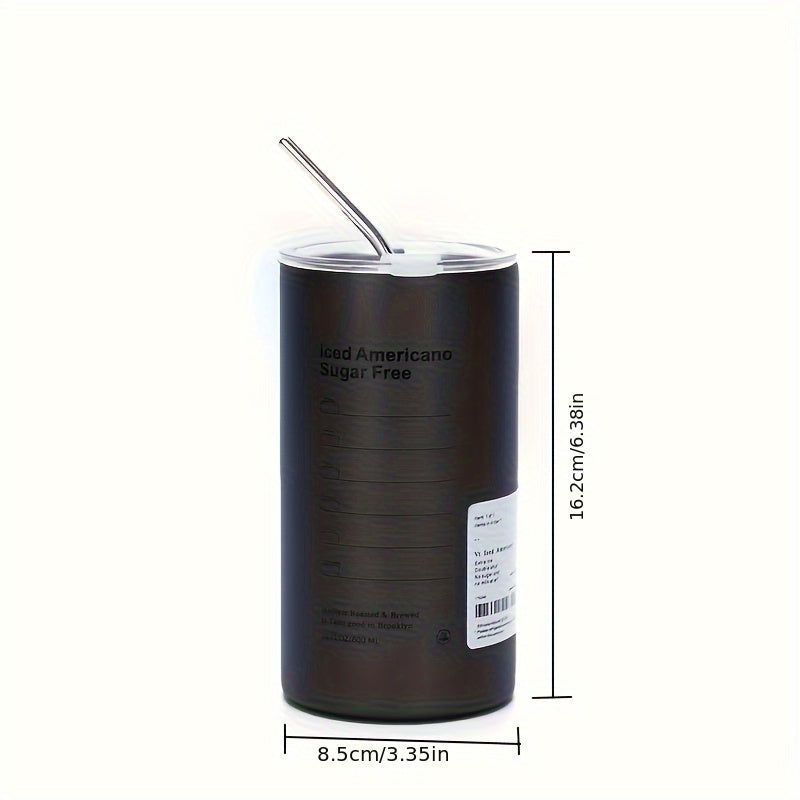 Tazza termica in acciaio inossidabile a doppia parete Valstrend con coperchio e cannuccia, 20oz, resistente e portatile.