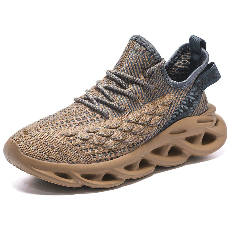 Scarpe sportive da uomo Valstrend Fly Woven Mesh in tessuto traspirante color cocco, con suola antiscivolo e design leggero