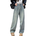 Pantaloni slim a vita alta blu chiaro Valstrend, versatili e dritti, ideali per uno stile elegante e comodo, visibili in dettaglio.