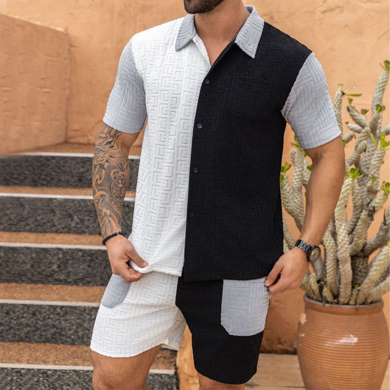Giacca da uomo a maniche corte taglie forti Valstrend, abbigliamento elegante per occasioni formali.
