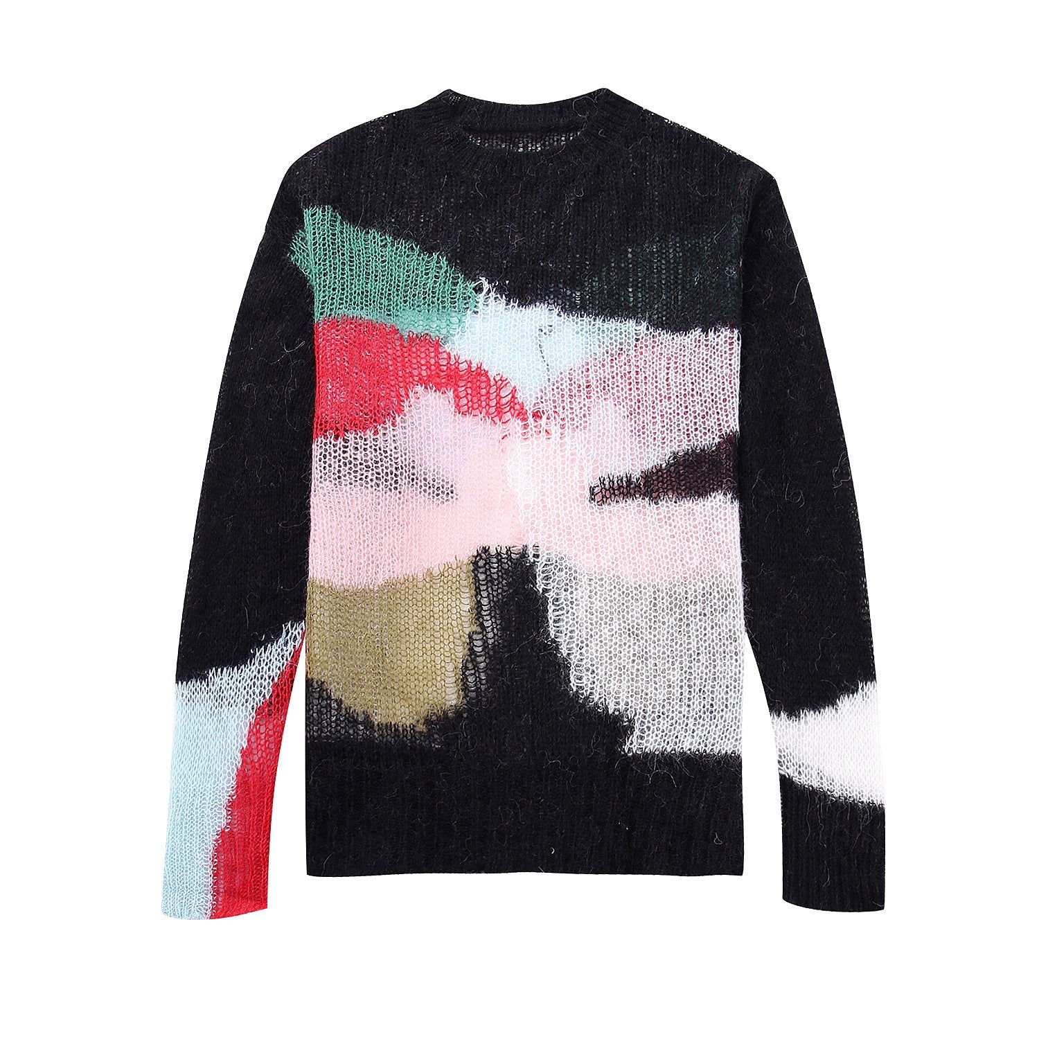 Maglione a collo alto in maglia traforata autunnale Valstrend, colore nuovo, con motivo a rete e taglio a casacca.