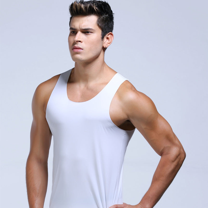 Maglietta senza maniche da uomo Valstrend, vestito I-shaped in seta ghiaccio leggera, ideale come sotto-vestito o abbigliamento sportivo