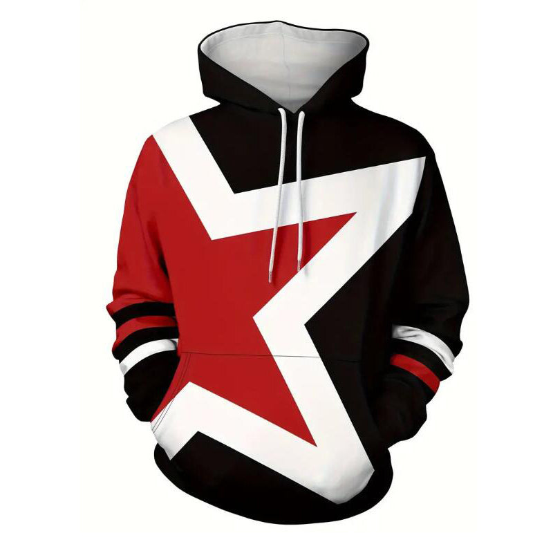 Felpa con cappuccio rossa con stampa di stella a cinque punte, motivo cartone animato, marca Valstrend shop.