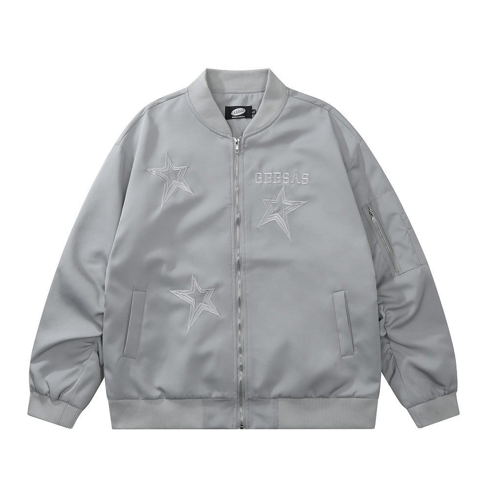 Giacca da uomo Valstrend con ricamo di stella a cinque punte, stile casual con dettagli distintivi e cappuccio.
