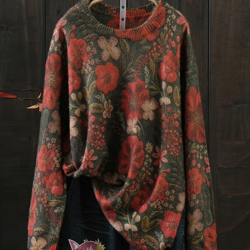 Maglione bianco a girocollo per taglie forti, vestibilità morbida e larga, abbigliamento in maglia Valstrend.