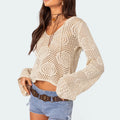 Women's Knitted Top Hollow Out See-through