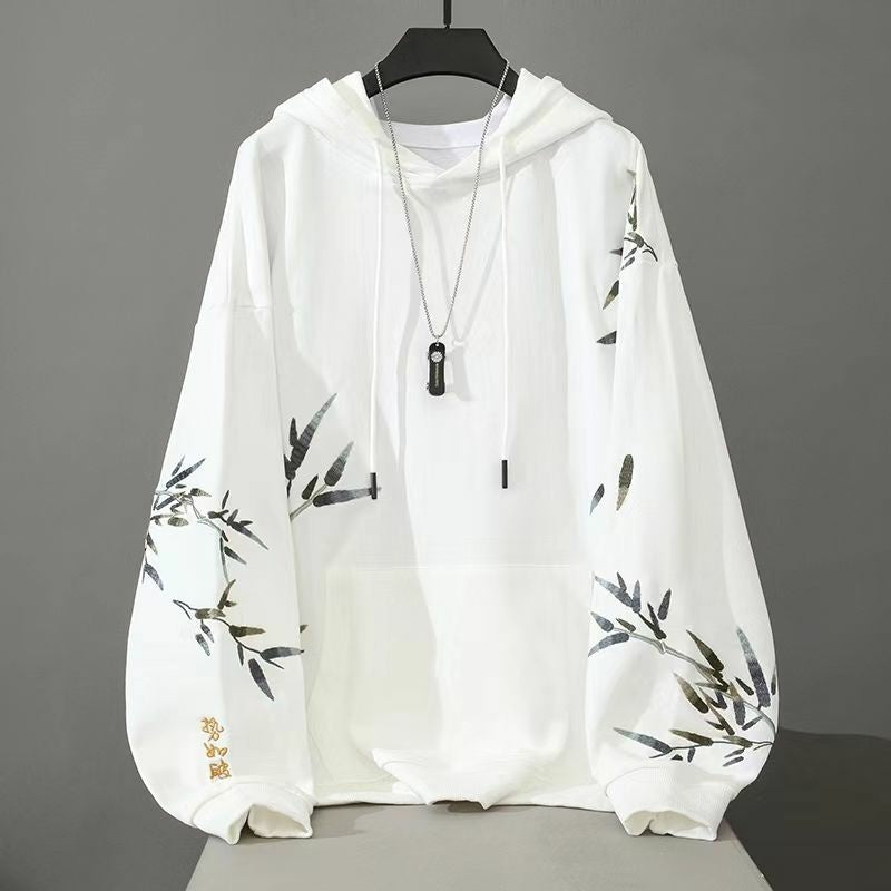 Giacca con cappuccio e zip a spalle cadenti da uomo Valstrend, cappuccio con coulisse e design casual in tessuto nero.
