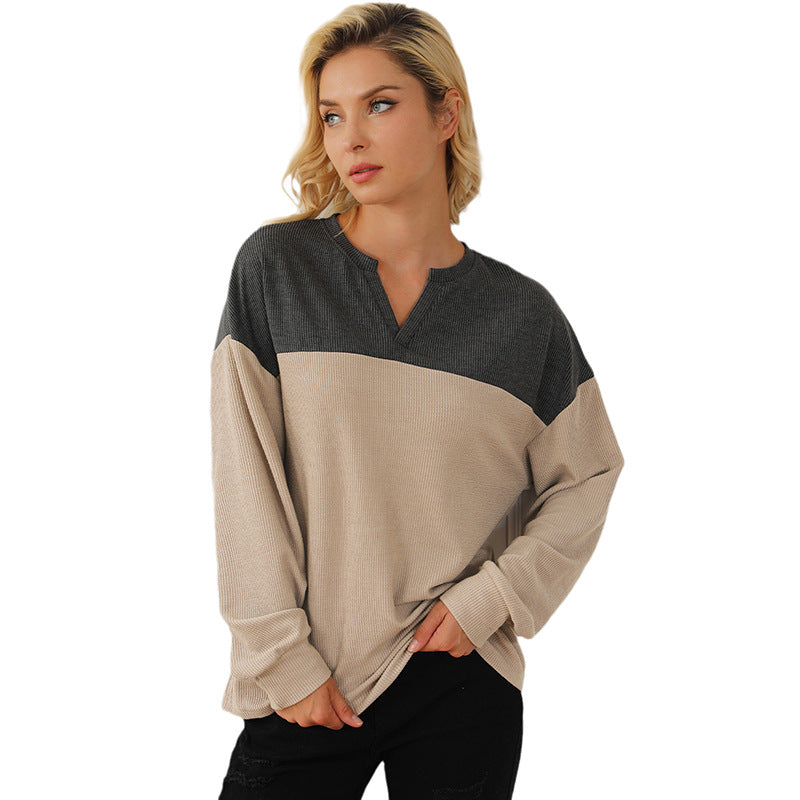Maglione lungo autunno-inverno con scollo a V, maniche lunghe, stile europeo e americano, marca Valstrend.