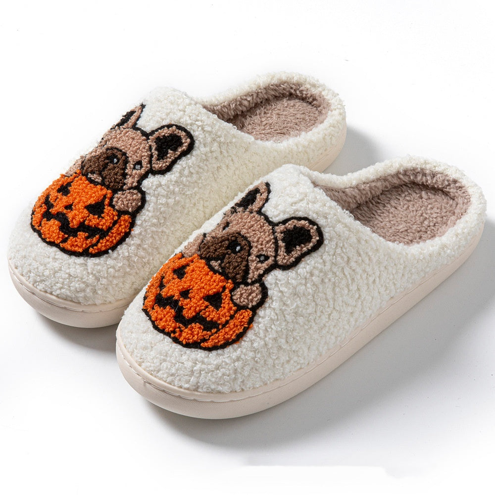 Ciabatte Valstrend 2024 Halloween a zucca carina, in velluto morbido, antiscivolo, per interno ed esterno, stile spavento.