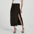 Satin Triacetate Light Draping Rope Floating Pleated Slit Skirt Summer Women's High Waist