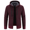 Cardigan da uomo Valstrend con cappuccio, interno felpato, colore solido e spessore, ideale per il freddo.