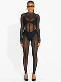 Completo jumpsuit trasparente da donna Valstrend, abbigliamento alla moda, con dettagli in tessuto leggero e stile elegante.