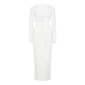 Lace Mesh Long Sleeve Narrow Casual Knitted Maxi Dress Suit