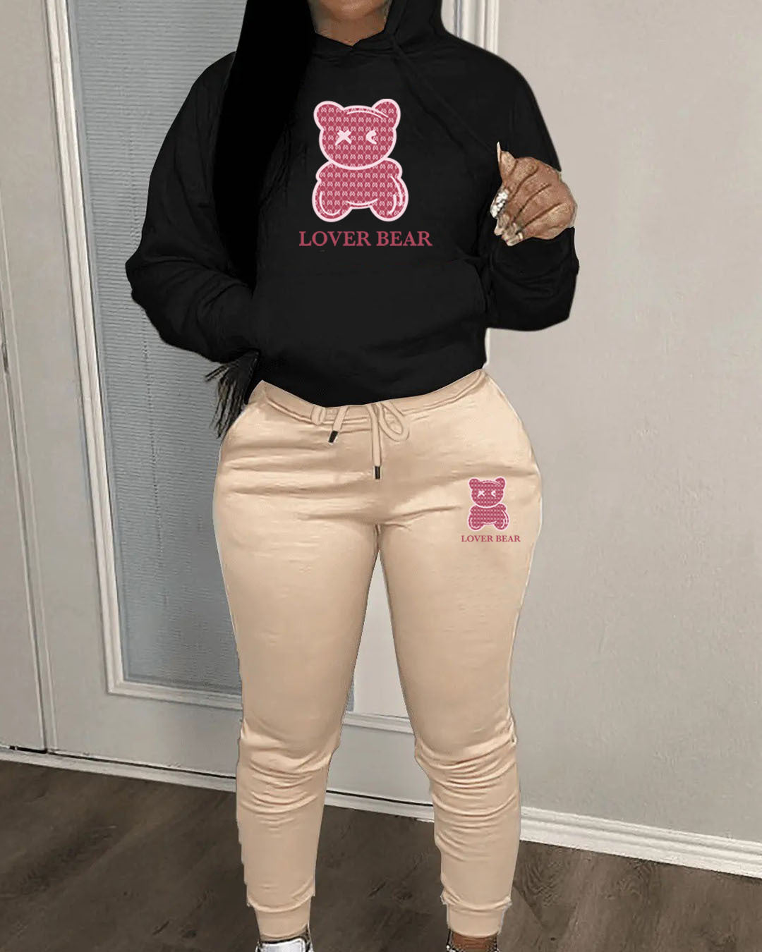 Felpa con cappuccio e pantaloni sportivi da donna Valstrend, nuovo arrivo, stile casual e comfort, in tessuto morbido e di tendenza.