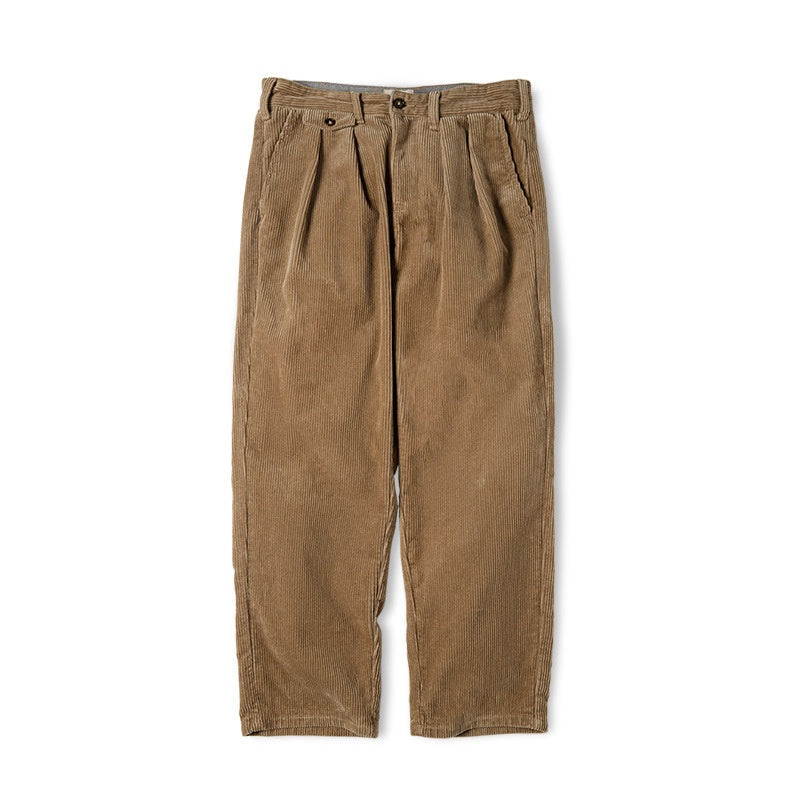Pantaloni in velluto a coste Valstrend Workwear retro larghi a vita media pantaloni dritti in khaki