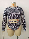 Costume da bagno donna Valstrend, costume intero a maniche lunghe con stampa, taglia grande, stile alla moda e originale.