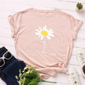 Maglietta a maniche corte Valstrend con stampa digitale di margherite europee e americane, design di fiori colorati e stile casual.