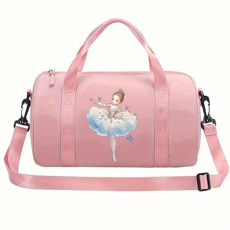 Borsa dance leggera rosa in nylon Valstrend, tote preppy con tracolla regolabile, zip, interno in poliestere, pieghevole, lavabile a mano.