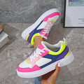 Women'S Casual Geometric Sneakers - Low Top, Lightweight, Hand Washable Faux, Fabric Lining, EVA Sole, Round Toe, Lace-Up, All-Season Comfort