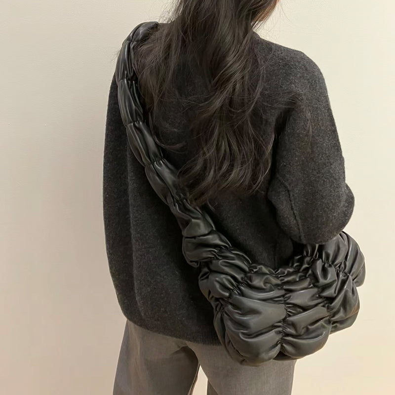 Borsa a tracolla Valstrend con pieghe, grande capacità, design a forma di dumpling, ideale per il tempo libero e il pendolarismo