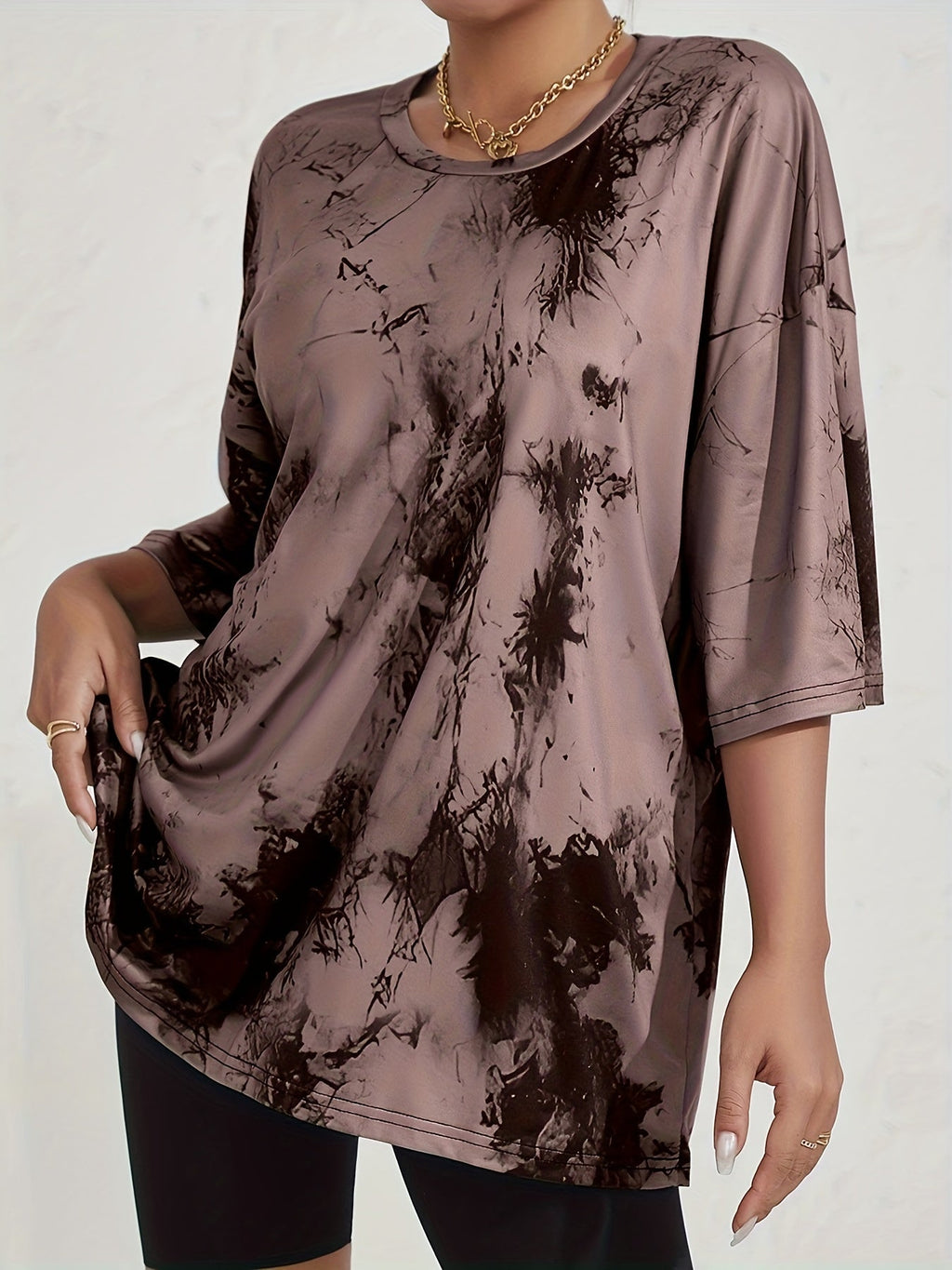 Maglietta oversize Tie Dye Valstrend, manica corta con scollo rotondo, casual per primavera ed estate, donna, stampa colorata.