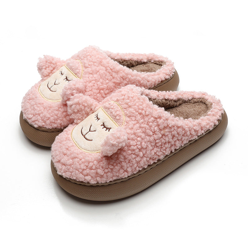 Ciabatte da interno in pelliccia con suola spessa per donna, modello con orso carino e morbido cotone, marca Valstrend.