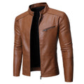 Giacca in pelle da uomo Valstrend, stile europeo e americano, per motociclisti, con dettagli classici in pelle nera.