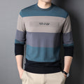 Maglietta da uomo con collo rotondo, righe a maglia, vestibilità comoda, marca Valstrend, ideale come base casual.