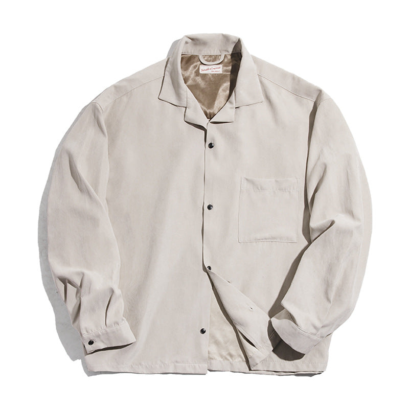 Camicia oversize a maniche lunghe con colletto retrò e scollo a V, in tessuto leggero, marca Valstrend Shop.
