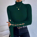 Maglione donna Valstrend con bottoni, collo a half turtleneck, maniche lunghe e vestibilità slim, maglieria femminile invernale elegante.