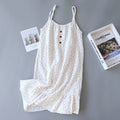 Women's Loose All Cotton Crepe Nightdress With Suspenders