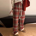 Christmas Red Wool Fleece-lined Lattice Loose Pants