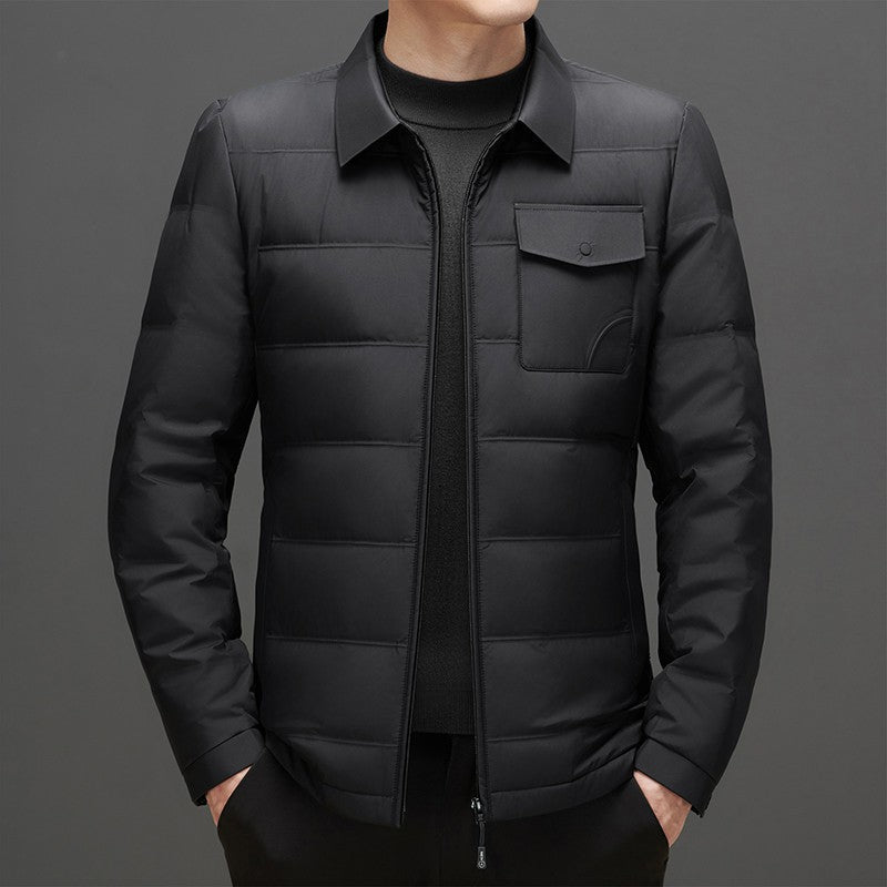 Giacca casual da uomo Valstrend shop, stile business, imbottita e leggera, con cappuccio e tasche frontali, perfetta per l'inverno.