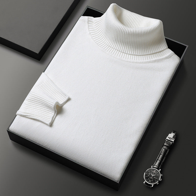 Maglione slim-fit a collo alto di colore unito, maglietta basica per giovani e adulti, marca Valstrend.