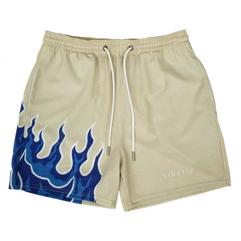 Shorts da uomo Valstrend Shop in stile americano, moda casual, tessuto leggero, colore blu, dettaglio cintura e tasche frontali