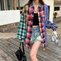 Camicia donna stile retrò Hong Kong a quadri con cuciture, in tessuto valstrend, vista frontale con colletto e bottoni.