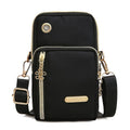Women's Solid Color Nylon Crossbody Phone Bag with Zipper Closure and Polyester Lining, Casual Mini Shoulder Pouch with External Pockets