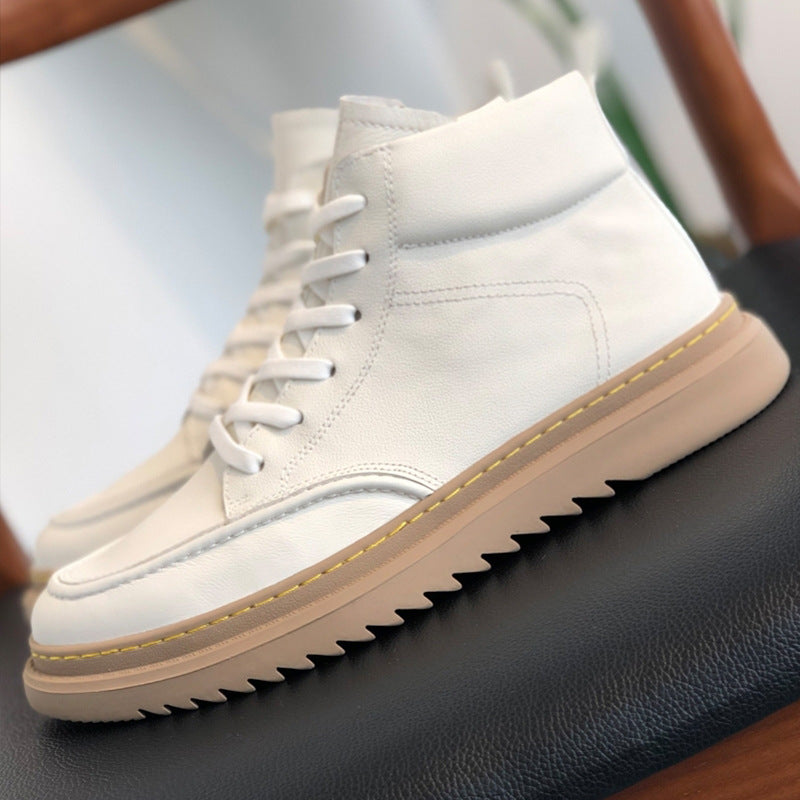 Stivaletti in pelle da uomo stile britannico con tacco alto, ideali per l'inverno, marchio Valstrend shop.