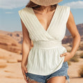 Women's Solid Color Sleeveless V-neck French Top
