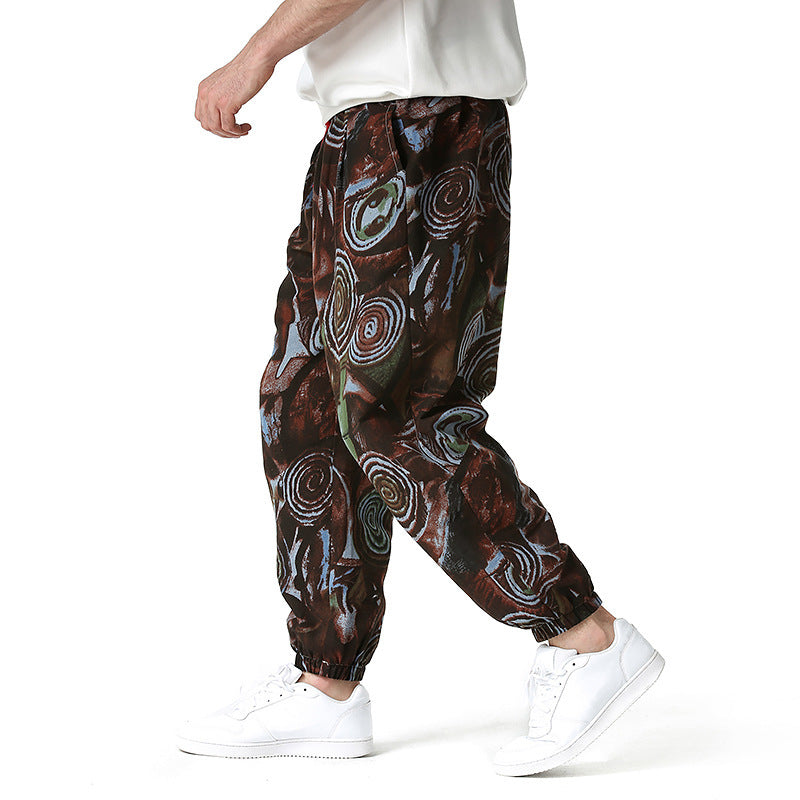 Pantaloni casual da uomo Valstrend in cotone e lino, modello Bloomers, stile comodo e traspirante.