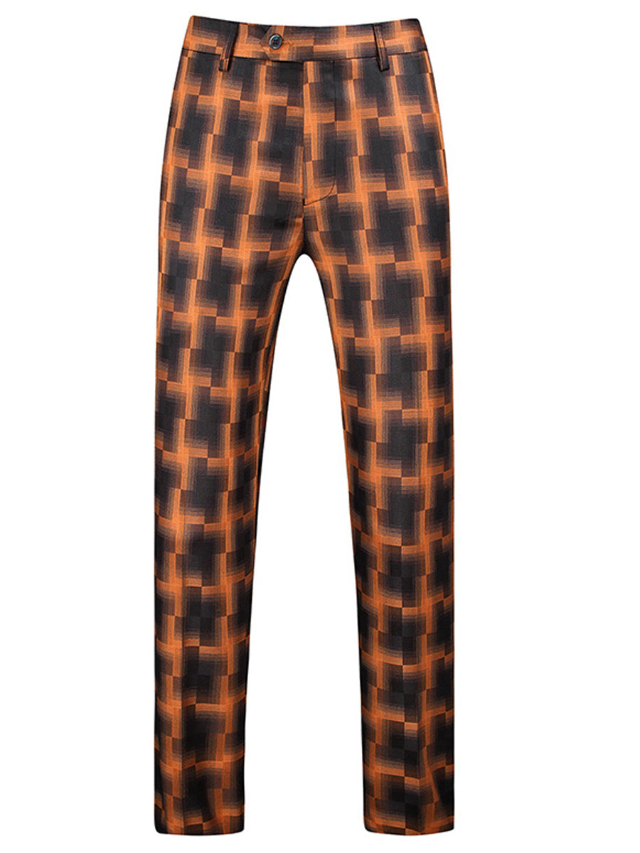 Printed Men's Suit Casual Pants Straight Slim Fit Trousers