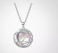 Collana con pendente in argento Sterling S925 con pietra di luna, dettaglio rosa oro, ispirata a Giappone e Corea del Sud, di Valstrend.