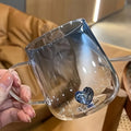 1pc Heart-Shaped 3D Gradient Glass Mug, 11oz Reusable Beverage Cup for Iced Coffee, Juice, Milk, Tea - Dishwasher Safe, Recyclable Glassware for Home Use