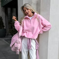 Maglione largo in fleece di Berber da donna di Valstrend, morbido e caldo con collo a imbuto e maniche lunghe.