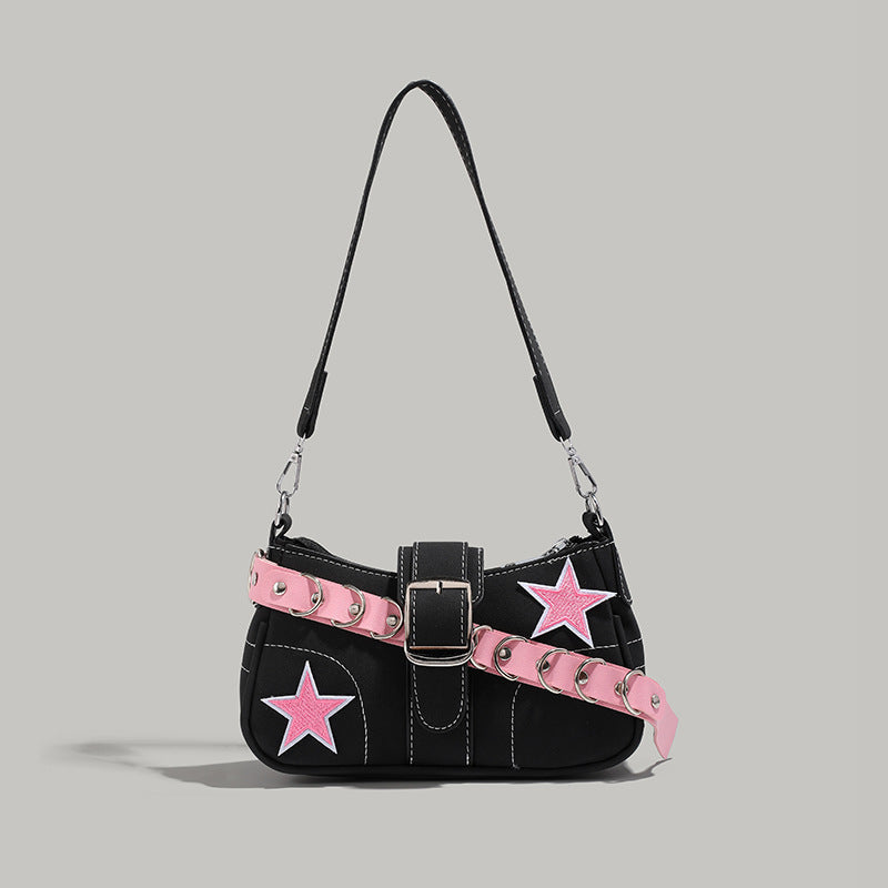 Borsa a spalla a tracolla con design originale, forma baguette, per donna, marca Valstrend, in tessuto elegante e moderno