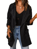 Giacca lunga con cappuccio a maniche lunghe, coulisse, colletto semplice in tinta unita, marca Valstrend shop.