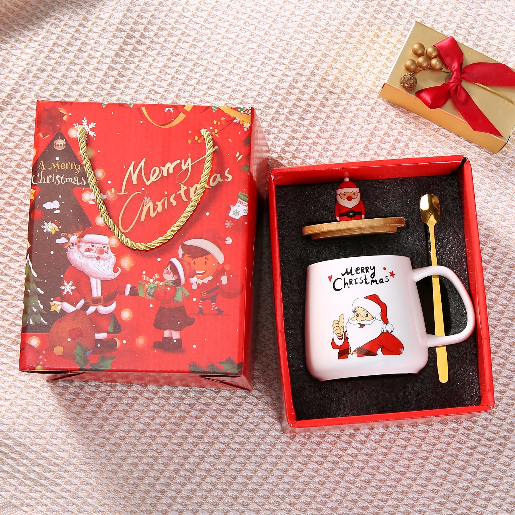 With Cover Spoon Santa Claus Gift Christmas Ceramic Cup Set