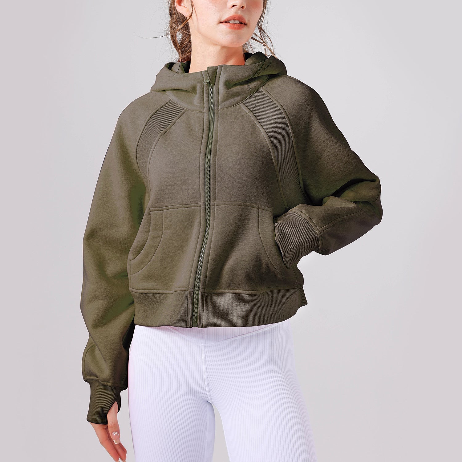 Felpa con cappuccio in pile, vestibilità larga, zip, ideale per yoga e sport, marca Valstrend, abbigliamento casual spesso