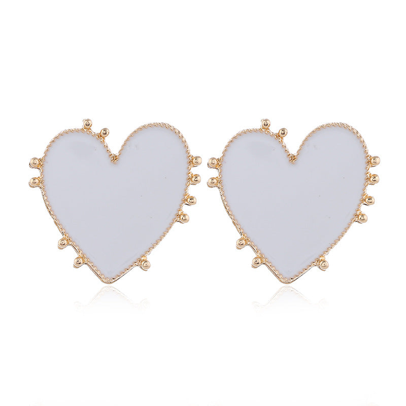 Orecchini a perno a forma di cuore, geometrici e rotondi, con goccia d'olio, di piccole dimensioni, brand Valstrend.